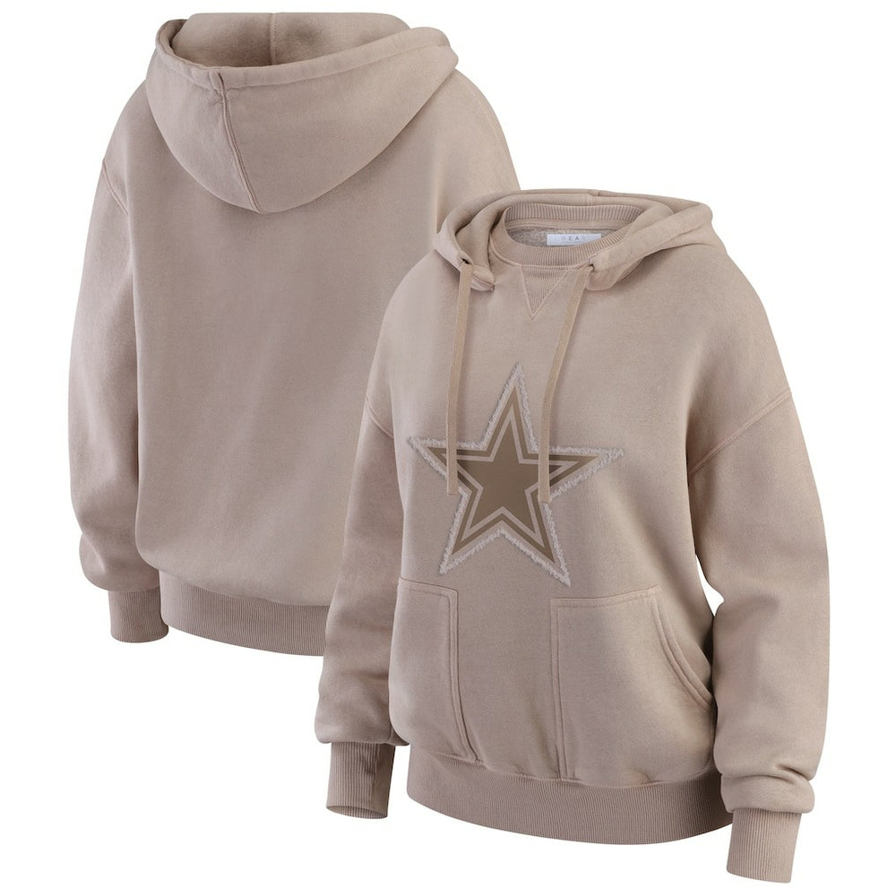 Dallas Cowboys WEAR by Erin Andrews Women's Washed Pullover Crewdie Tan | NFL