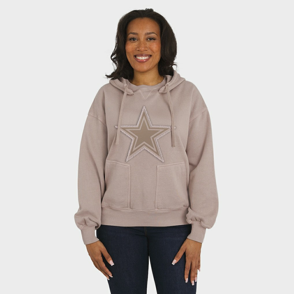 Dallas Cowboys WEAR by Erin Andrews Women's Washed Pullover Crewdie Tan | NFL