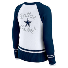 Dallas Cowboys WEAR by Erin Andrews Women's Colorblock Raglan Sweater White/Navy | NFL