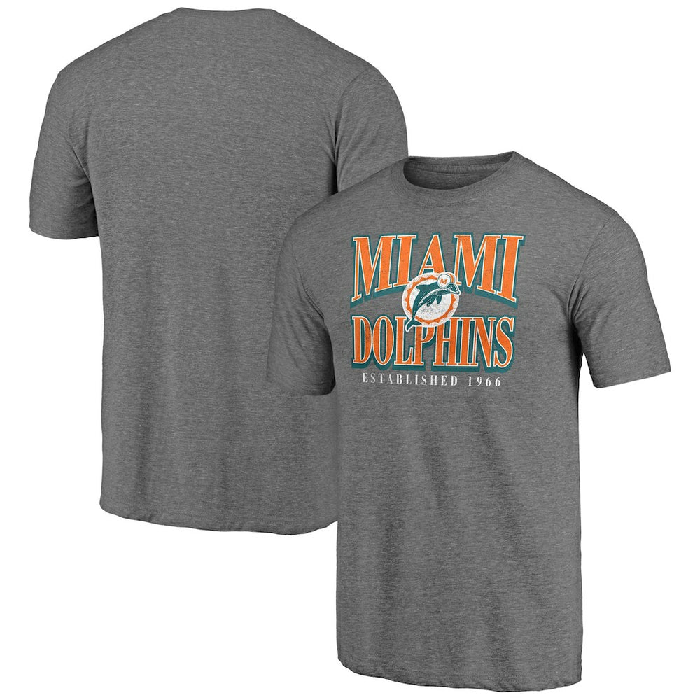 Miami Dolphins Vintage Tri-Blend T-Shirt Heather Gray | NFL