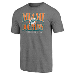 Miami Dolphins Vintage Tri-Blend T-Shirt Heather Gray | NFL
