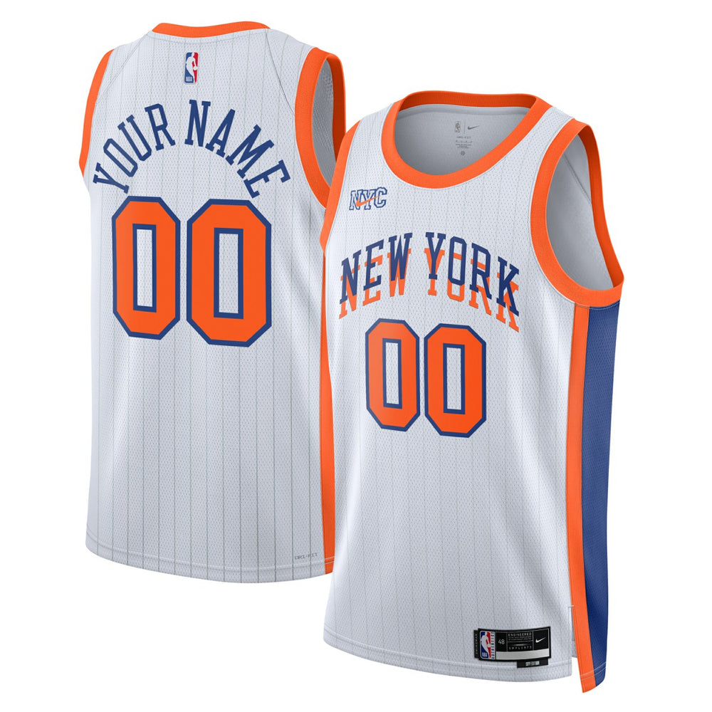 New York Knicks Unisex 2024/25 Custom Swingman Jersey City Edition White - NBA
