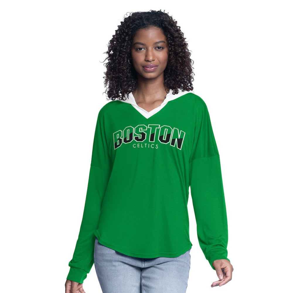 Boston Celtics G-III 4Her by Carl Banks Women's Bench Player Oversized Long Sleeve Hooded Top Kelly Green - NBA