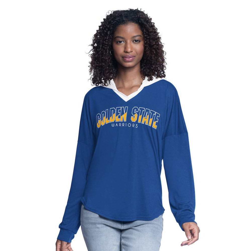 Golden State Warriors G-III 4Her by Carl Banks Women's Bench Player Oversized Long Sleeve Hooded Top Royal - NBA