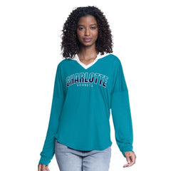 Charlotte Hornets G-III 4Her by Carl Banks Women's Bench Player Oversized Long Sleeve Hooded Top Teal - NBA