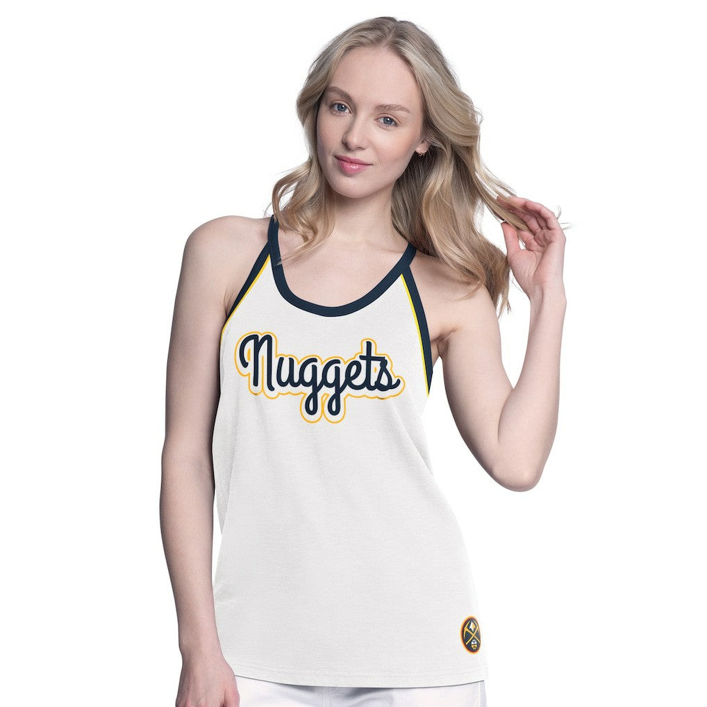 Denver Nuggets G-III 4Her by Carl Banks Women's Curveball Racerback Scoop Neck Slub Tank Top White - NBA
