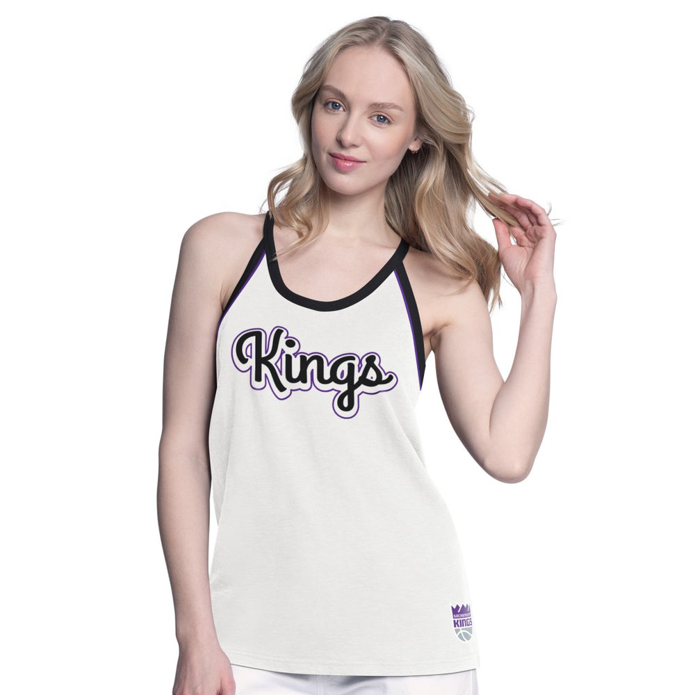 Sacramento Kings G-III 4Her by Carl Banks Women's Curveball Racerback Scoop Neck Slub Tank Top White - NBA