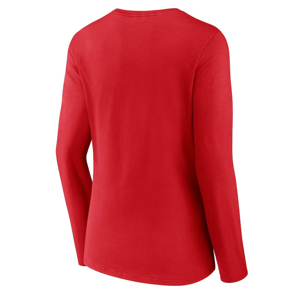 Kansas City Chiefs Women's Primary Logo Long Sleeve V-Neck T-Shirt Red | NFL