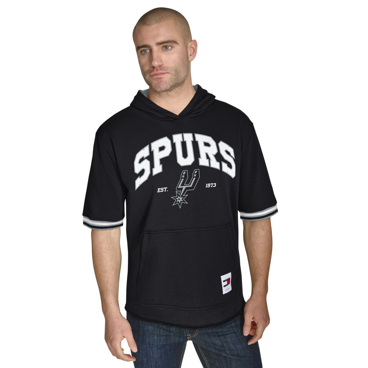 San Antonio Spurs Tommy Jeans Paul French Terry Short Sleeve Pullover Hoodie Black - NBA