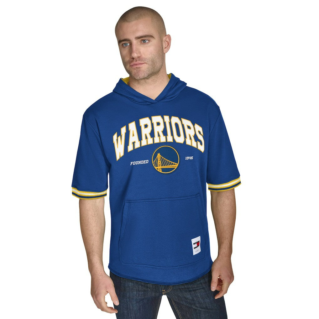 Golden State Warriors Tommy Jeans Paul French Terry Short Sleeve Pullover Hoodie Royal - NBA