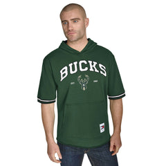 Milwaukee Bucks Tommy Jeans Paul French Terry Short Sleeve Pullover Hoodie Hunter Green - NBA