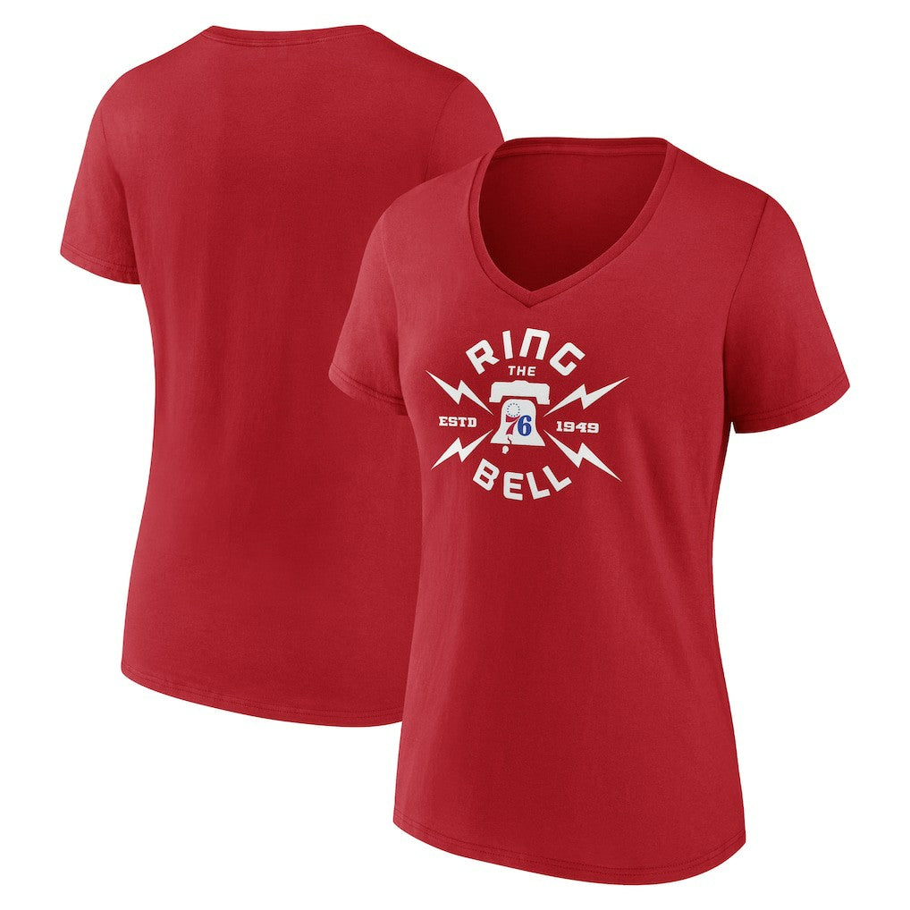 Philadelphia 76ers Women's Huddle V-Neck T-Shirt Red - NBA