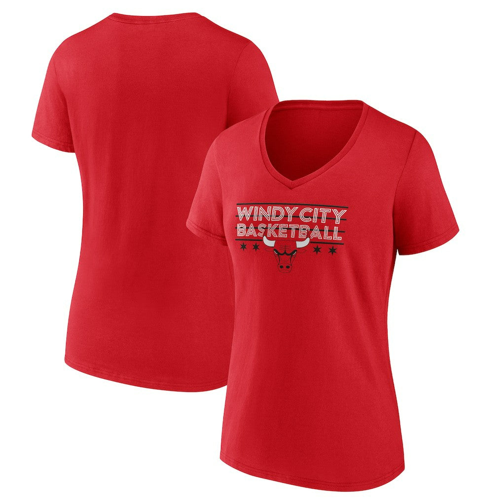 Chicago Bulls Women's Core Hometown Launch V-Neck T-Shirt Red - NBA