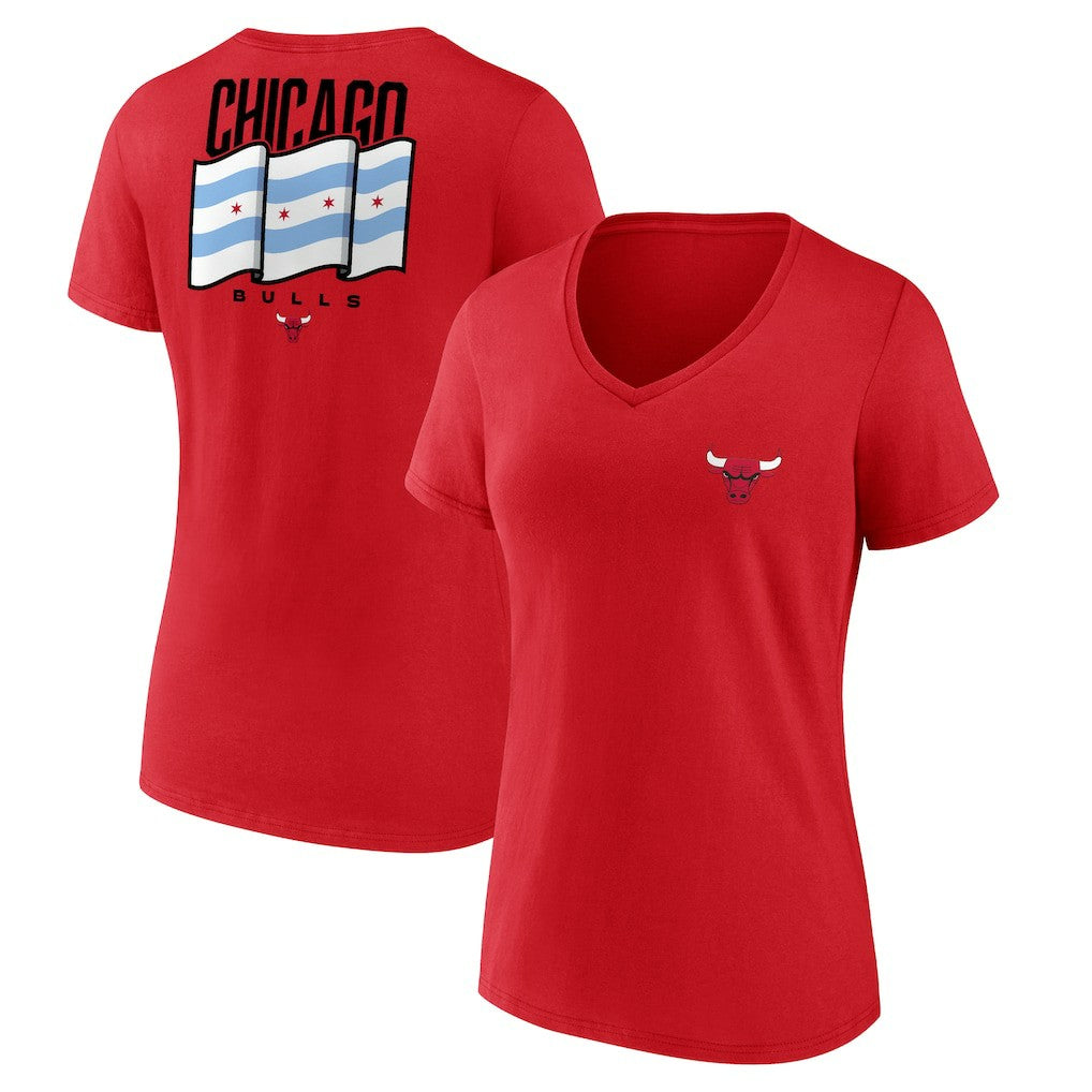 Chicago Bulls Women's Clutch V-Neck T-Shirt Red - NBA