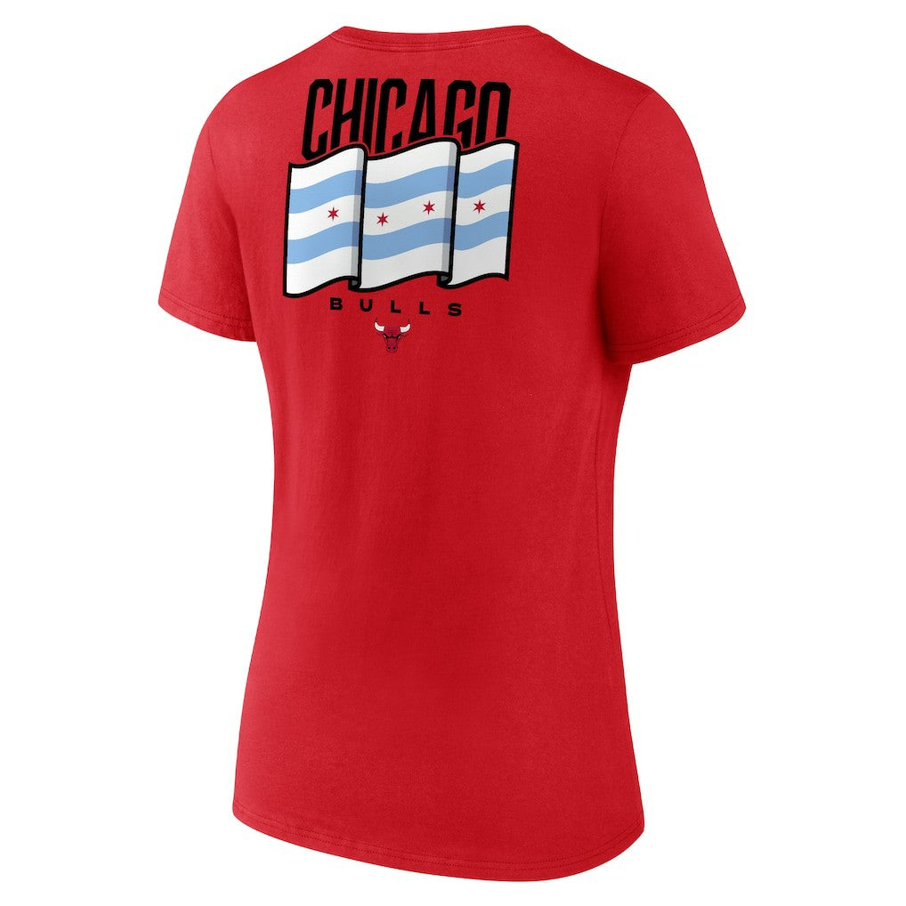 Chicago Bulls Women's Clutch V-Neck T-Shirt Red - NBA