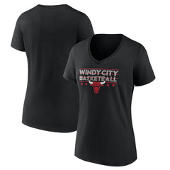 Chicago Bulls Women's Core Hometown Launch V-Neck T-Shirt Black - NBA