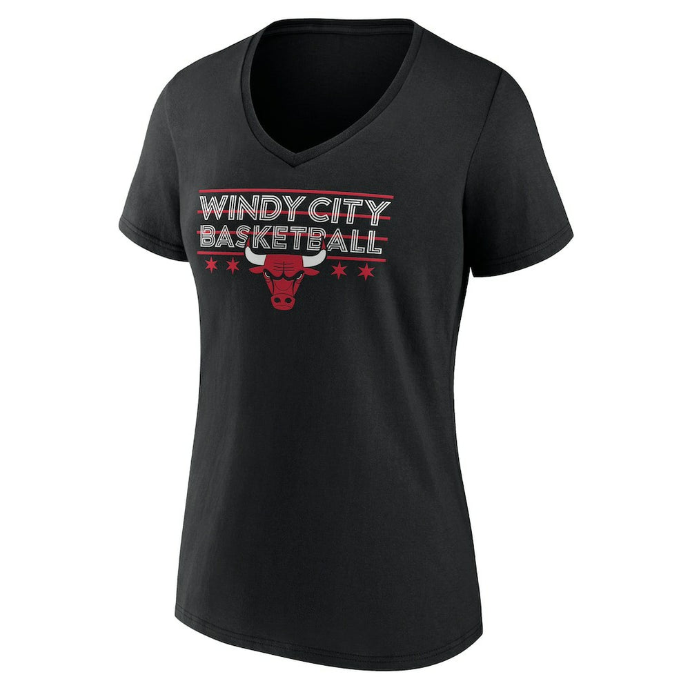 Chicago Bulls Women's Core Hometown Launch V-Neck T-Shirt Black - NBA