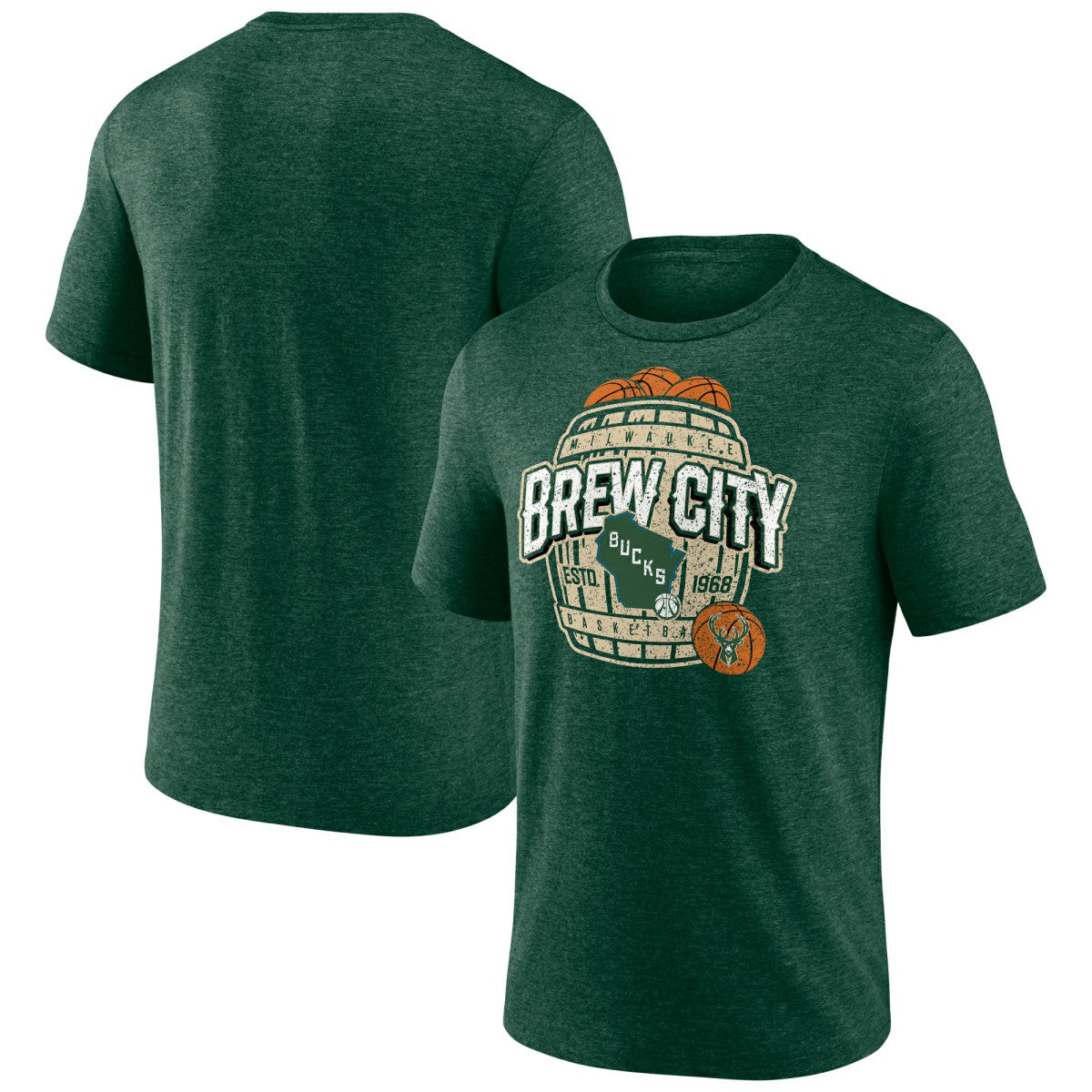 Milwaukee Bucks Announcer Tri-Blend T-Shirt Hunter Green - NBA