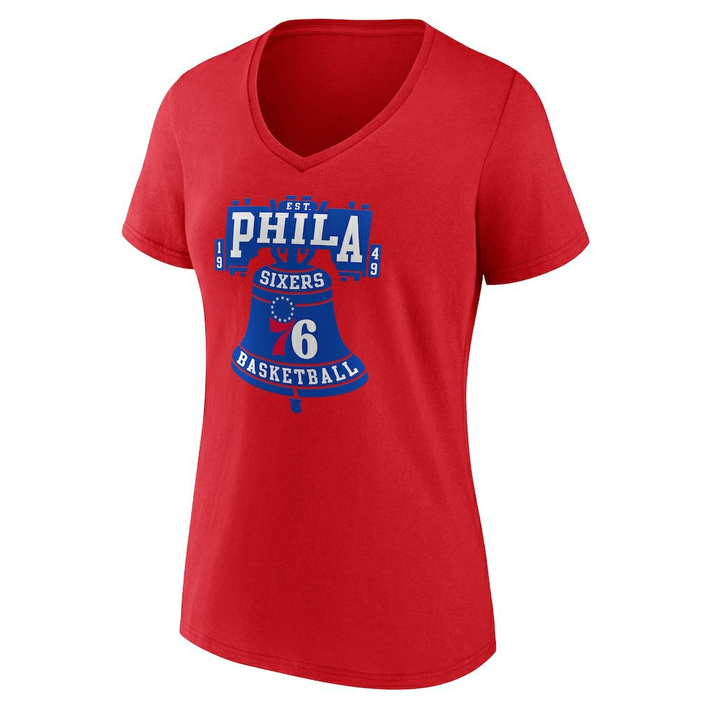 Philadelphia 76ers Women's Hometown V-Neck T-Shirt Red - NBA