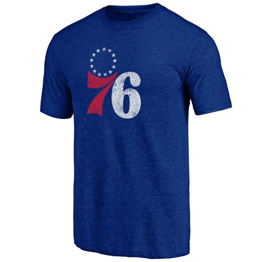 Philadelphia 76ers Distressed Tri-Blend T-Shirt Royal - NBA