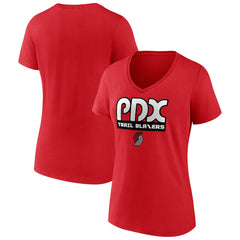 Portland Trail Blazers Women's Team Pride V-Neck T-Shirt Red - NBA