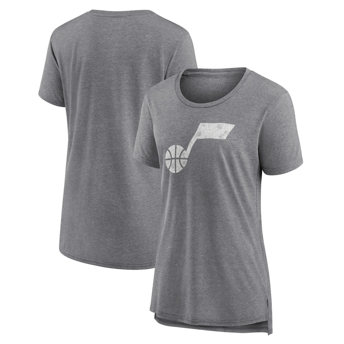 Utah Jazz Women's Distressed Logo Tri-Blend T-Shirt Gray - NBA