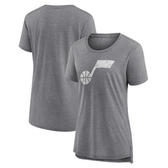 Utah Jazz Women's Distressed Logo Tri-Blend T-Shirt Gray - NBA