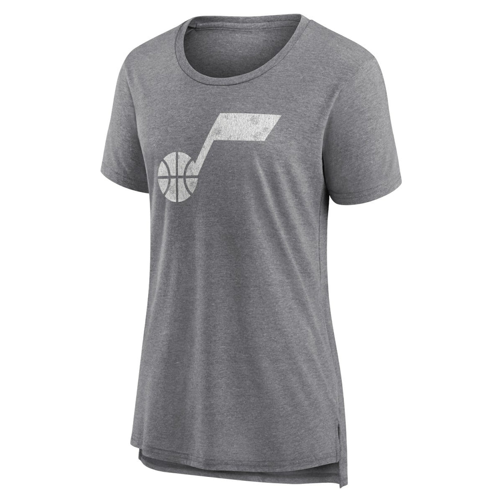 Utah Jazz Women's Distressed Logo Tri-Blend T-Shirt Gray - NBA