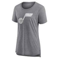 Utah Jazz Women's Distressed Logo Tri-Blend T-Shirt Gray - NBA