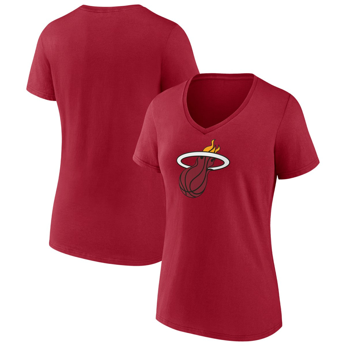 Miami Heat Women's Primary Logo V-Neck T-Shirt Red - NBA