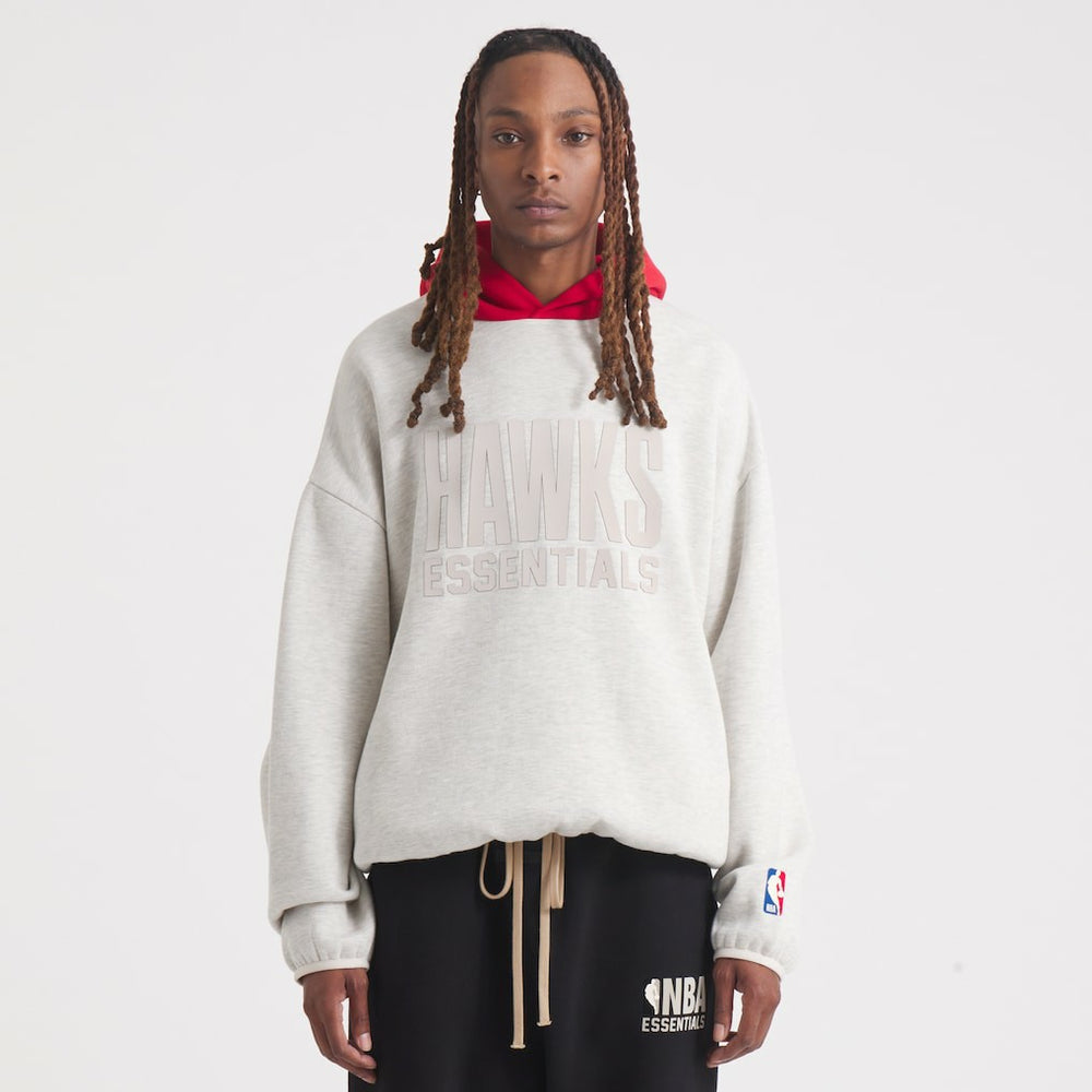 Atlanta Hawks Fear of God Unisex NBA x ESSENTIALS Pullover Hoodie Heather Gray - NBA
