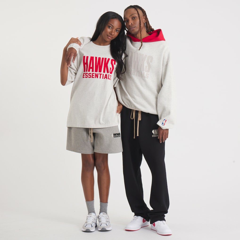 Atlanta Hawks Fear of God Unisex NBA x ESSENTIALS Pullover Hoodie Heather Gray - NBA