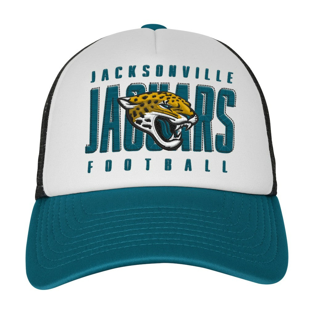 Jacksonville Jaguars Youth Essentials Trucker Adjustable Hat White/Teal | NFL