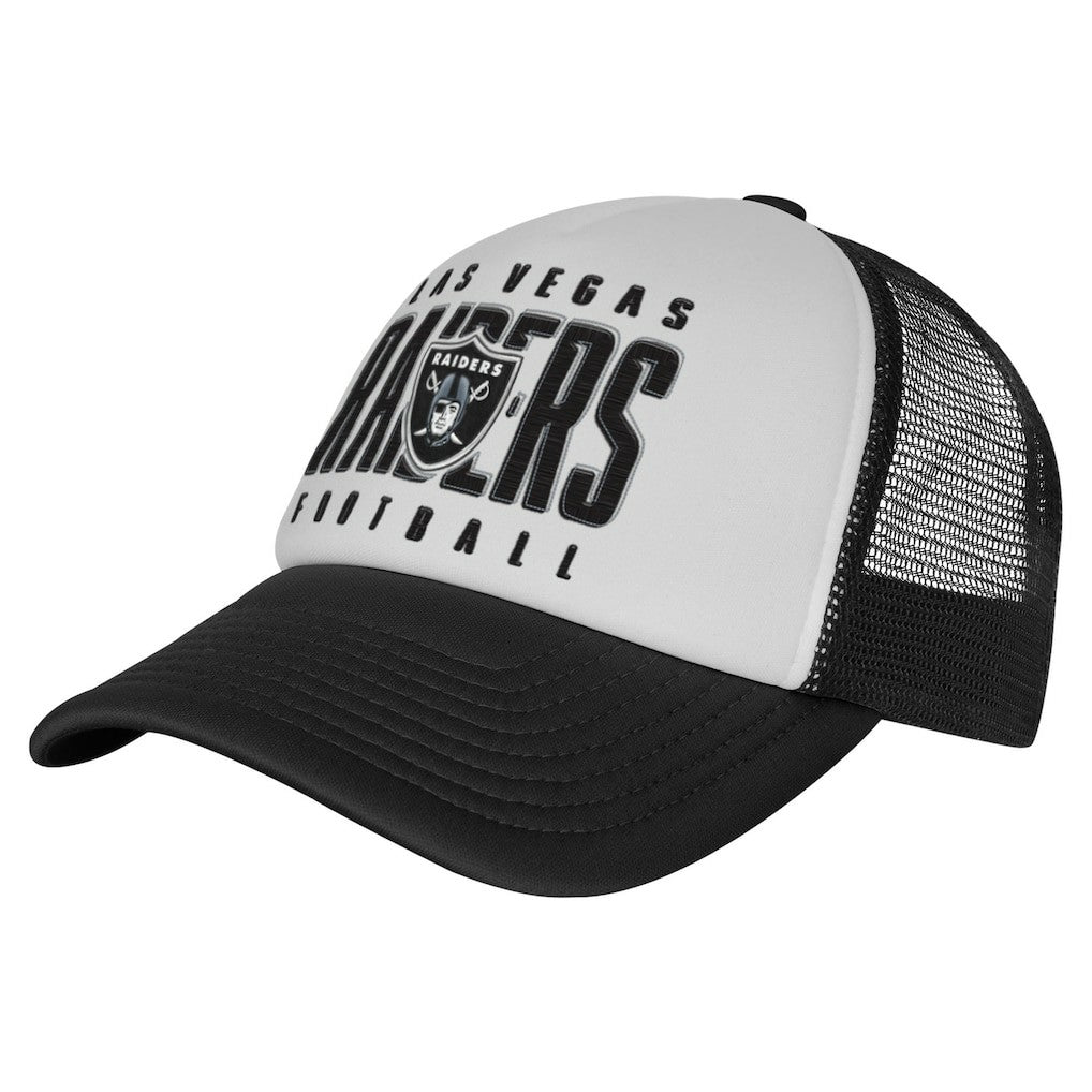 Las Vegas Raiders Youth Essentials Trucker Adjustable Hat White/Black | NFL