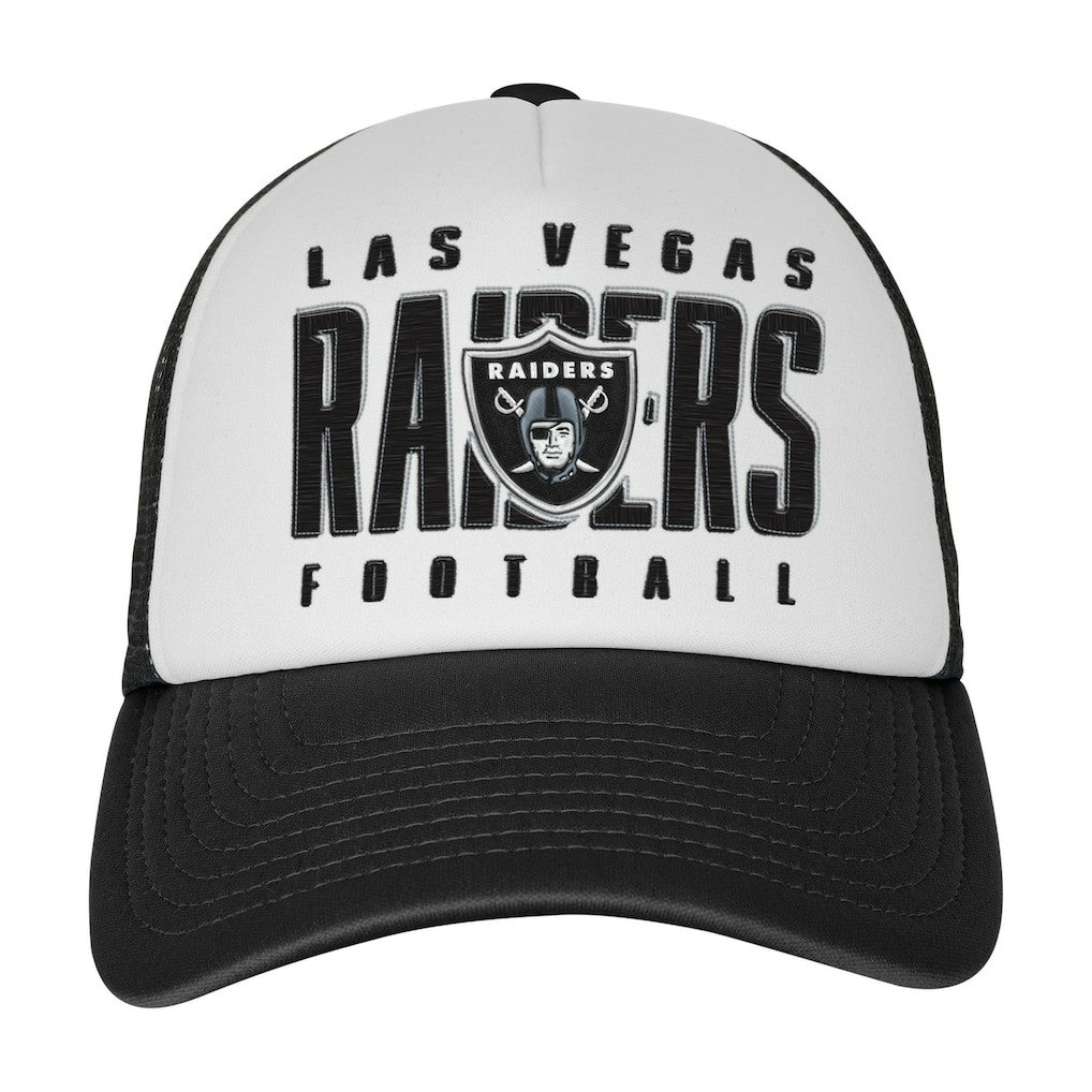 Las Vegas Raiders Youth Essentials Trucker Adjustable Hat White/Black | NFL