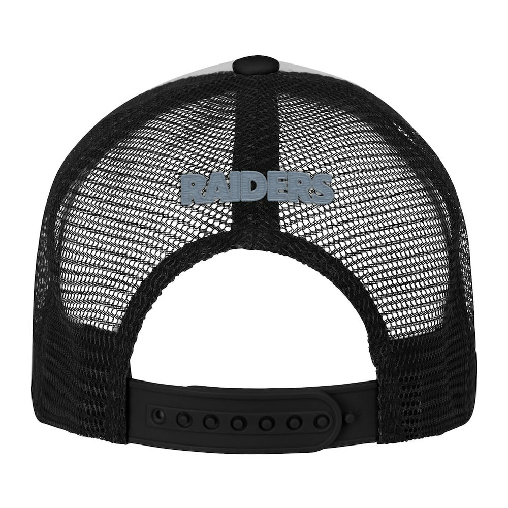Las Vegas Raiders Youth Essentials Trucker Adjustable Hat White/Black | NFL