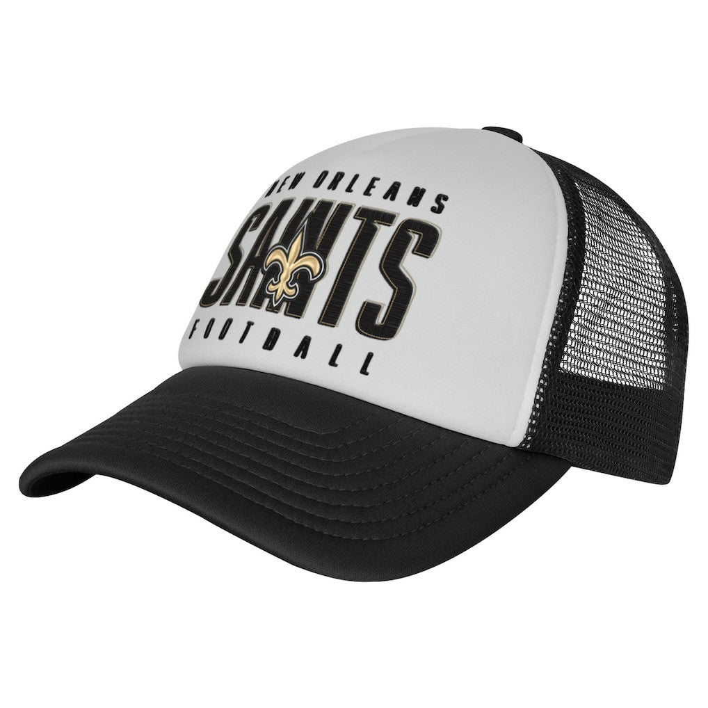 New Orleans Saints Youth Essentials Trucker Adjustable Hat White/Black | NFL