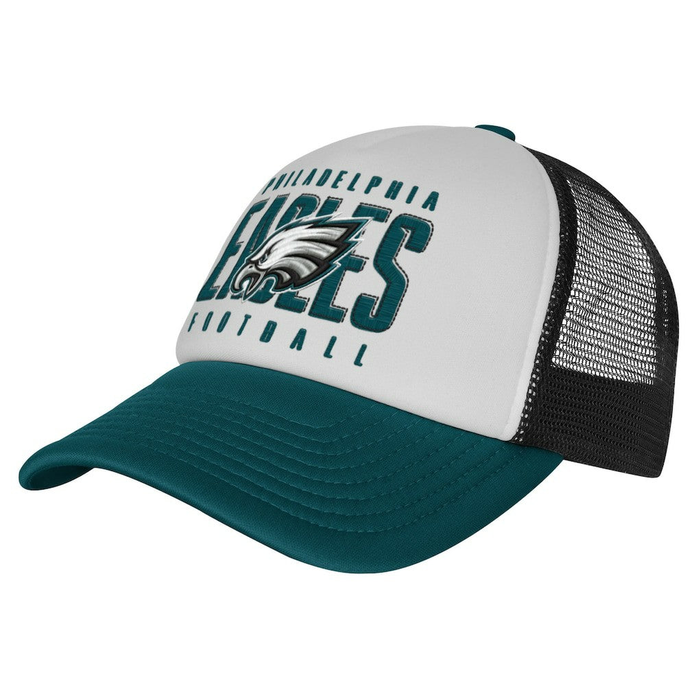 Philadelphia Eagles Youth Essentials Trucker Adjustable Hat White/Midnight Green | NFL