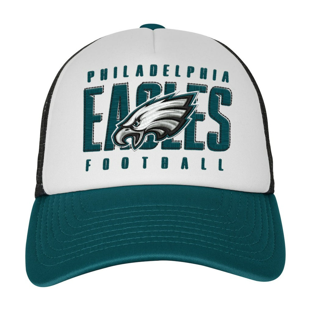 Philadelphia Eagles Youth Essentials Trucker Adjustable Hat White/Midnight Green | NFL