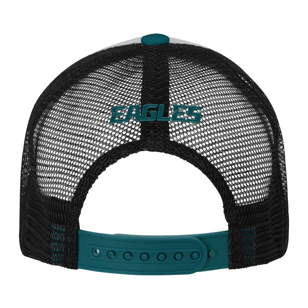 Philadelphia Eagles Youth Essentials Trucker Adjustable Hat White/Midnight Green | NFL