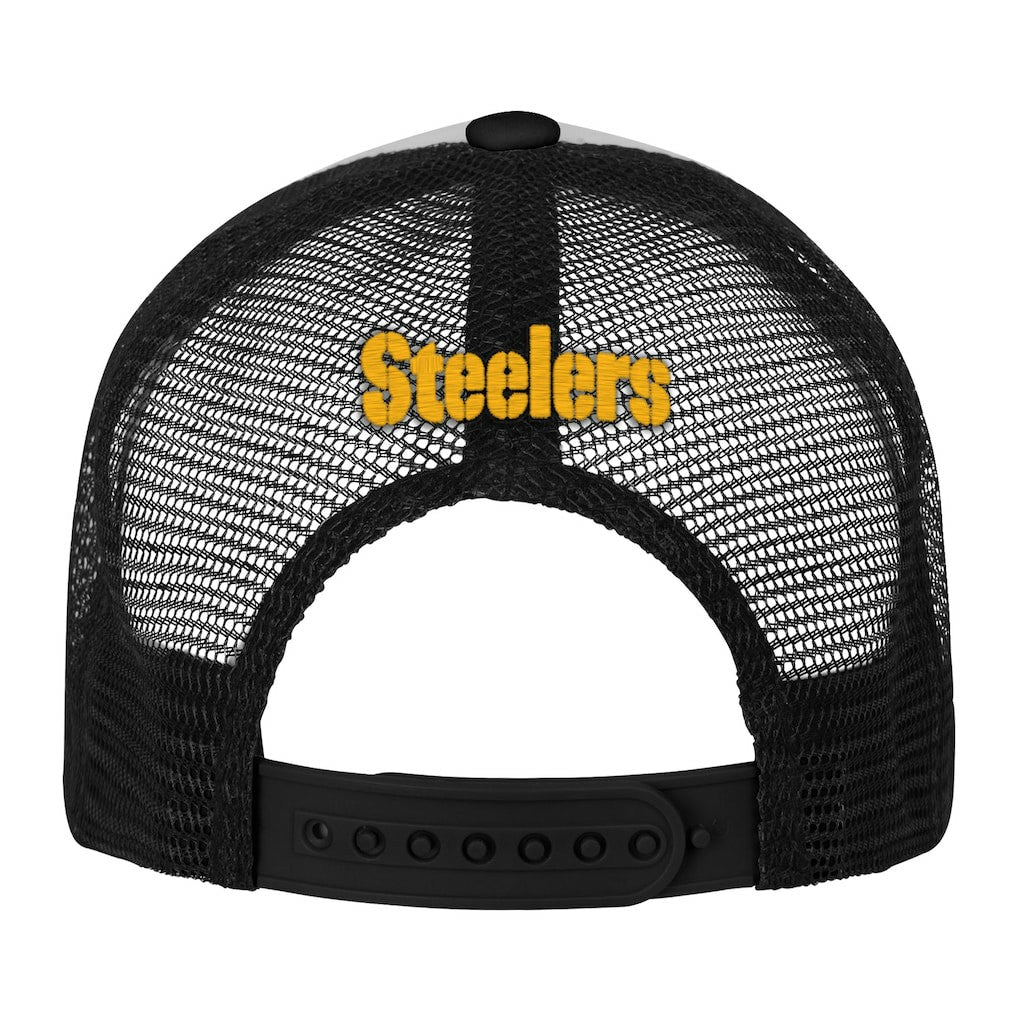 Pittsburgh Steelers Youth Essentials Trucker Adjustable Hat White/Black | NFL