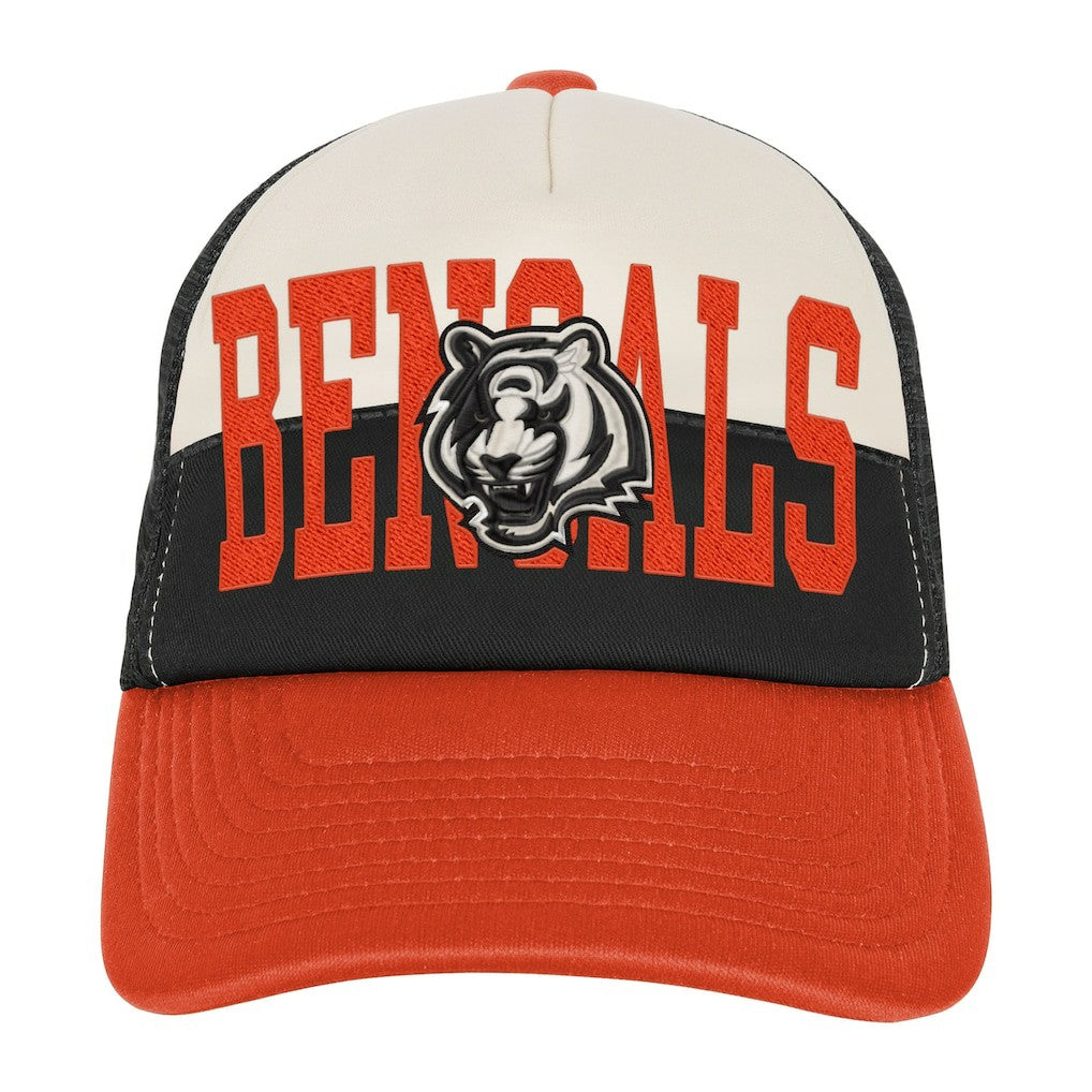Cincinnati Bengals Youth Modern Fan Trucker Adjustable Hat White/Orange | NFL