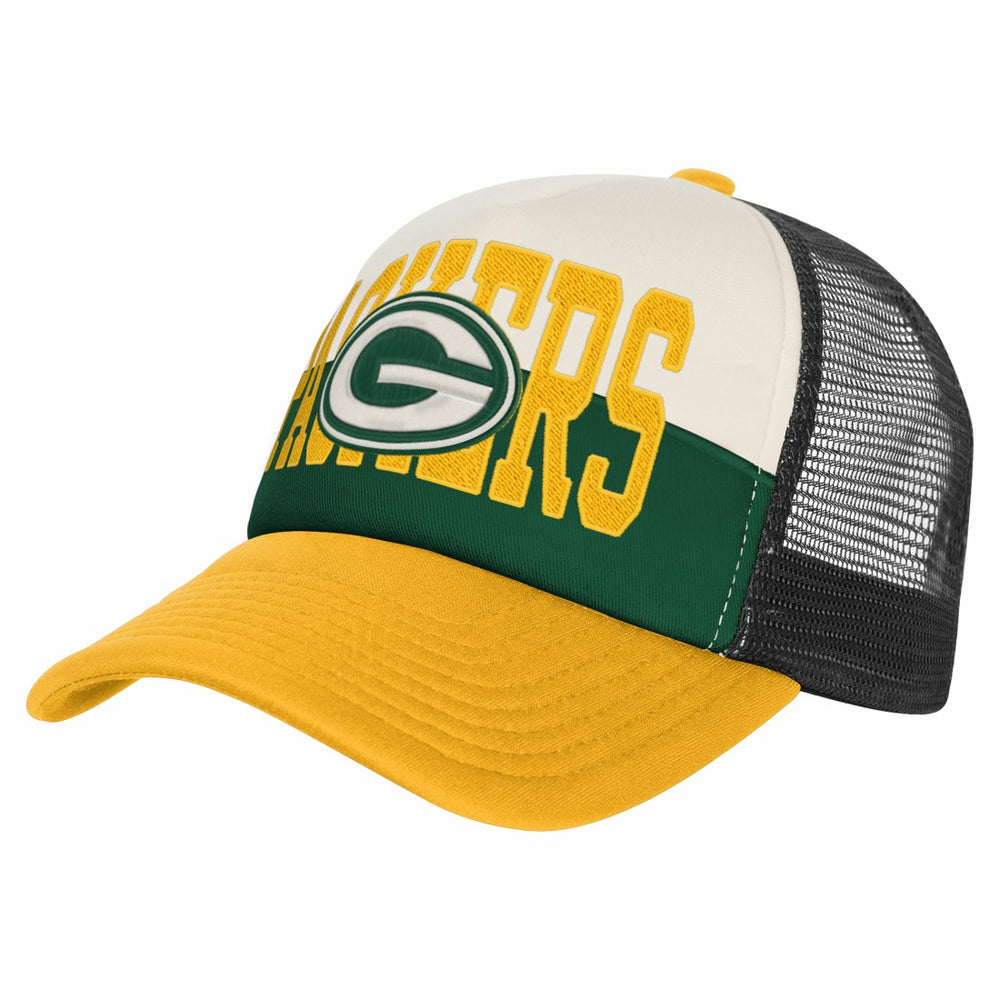 Green Bay Packers Youth Modern Fan Trucker Adjustable Hat White/Gold | NFL