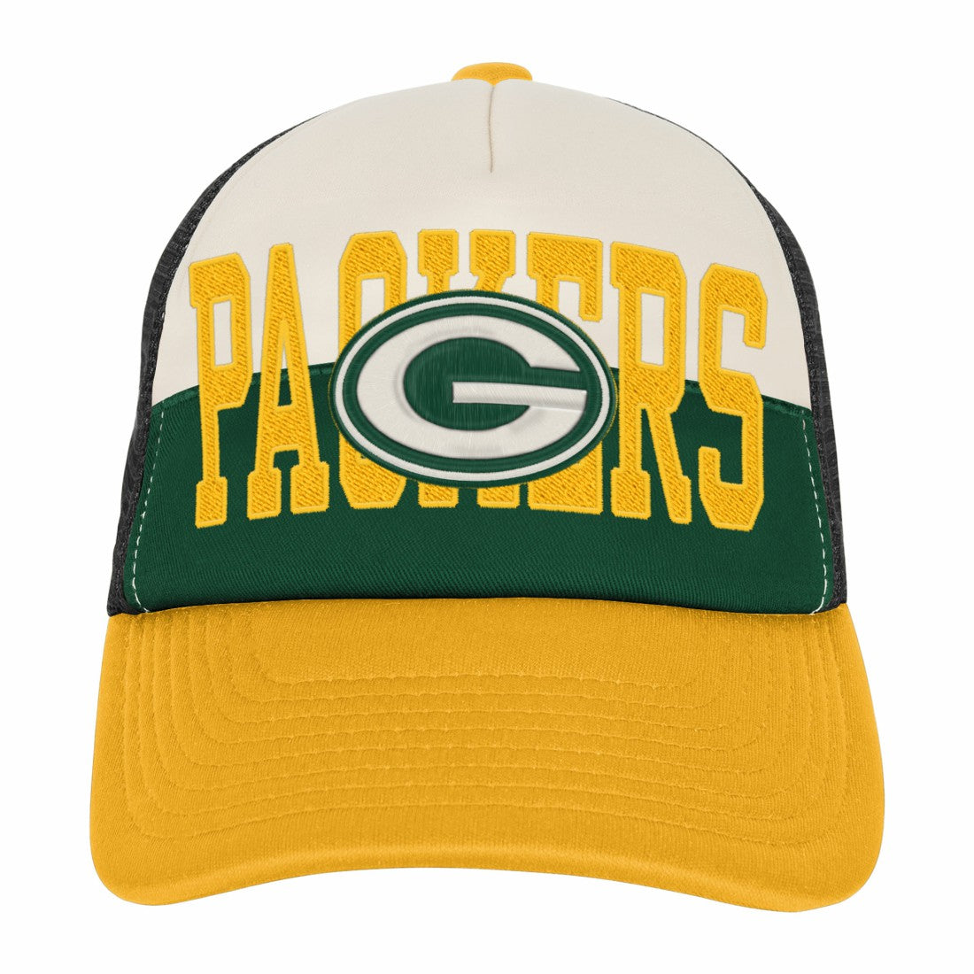 Green Bay Packers Youth Modern Fan Trucker Adjustable Hat White/Gold | NFL