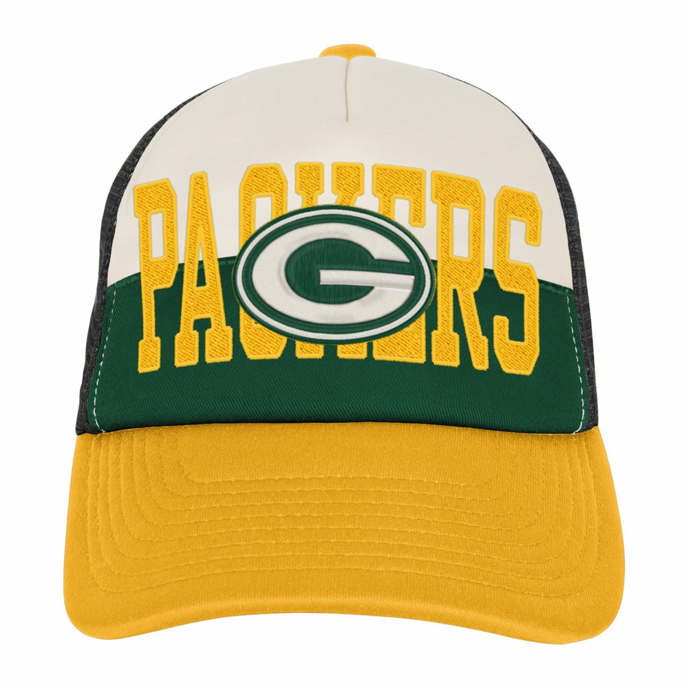 Green Bay Packers Youth Modern Fan Trucker Adjustable Hat White/Gold | NFL