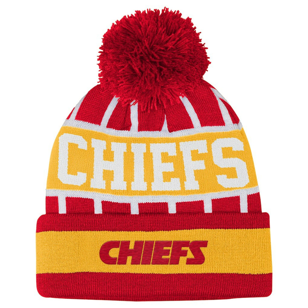 Kansas City Chiefs Outerstuff Youth Go Fast Cuffed Knit Hat with Pom Red | NFL