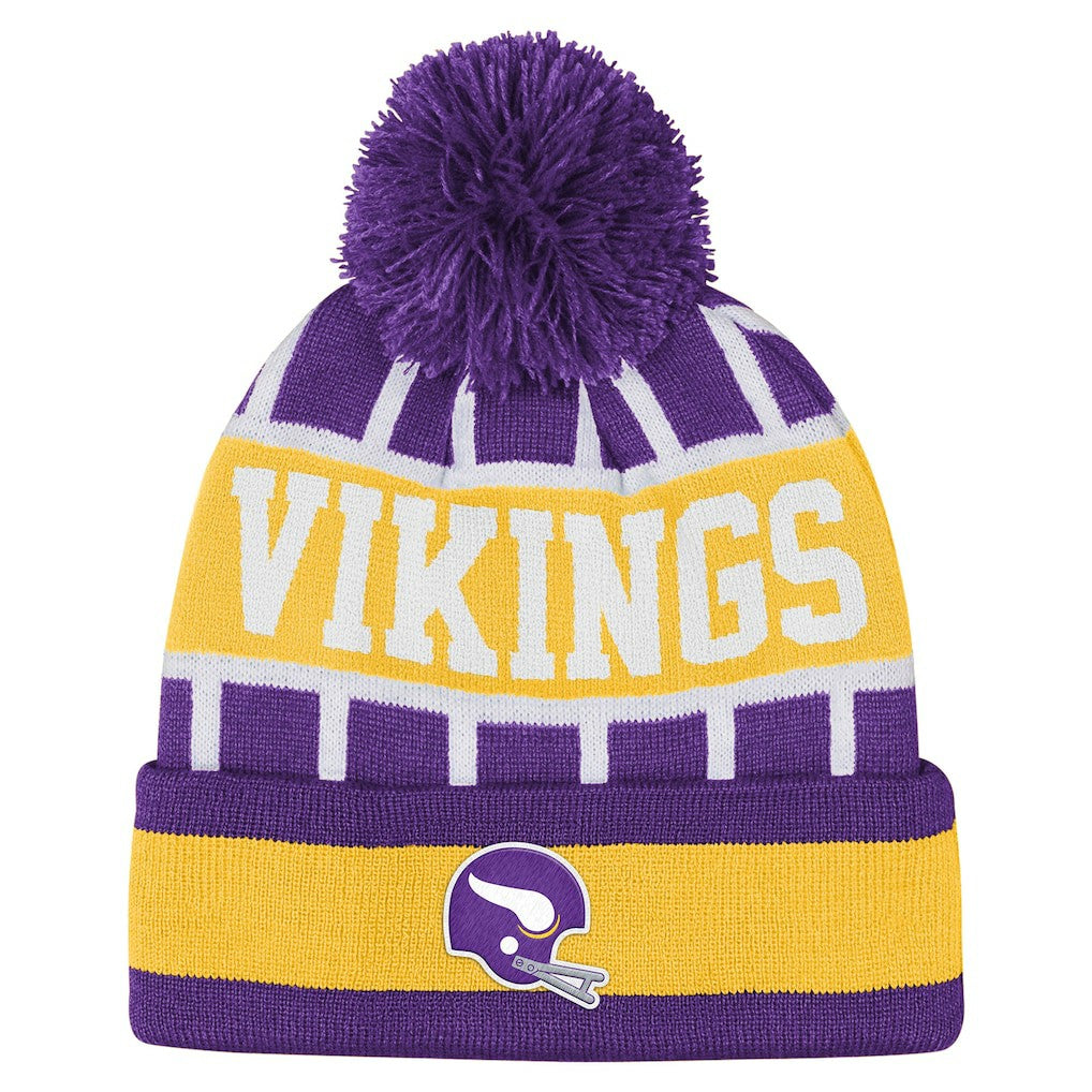 Minnesota Vikings Outerstuff Youth Go Fast Cuffed Knit Hat with Pom Purple | NFL
