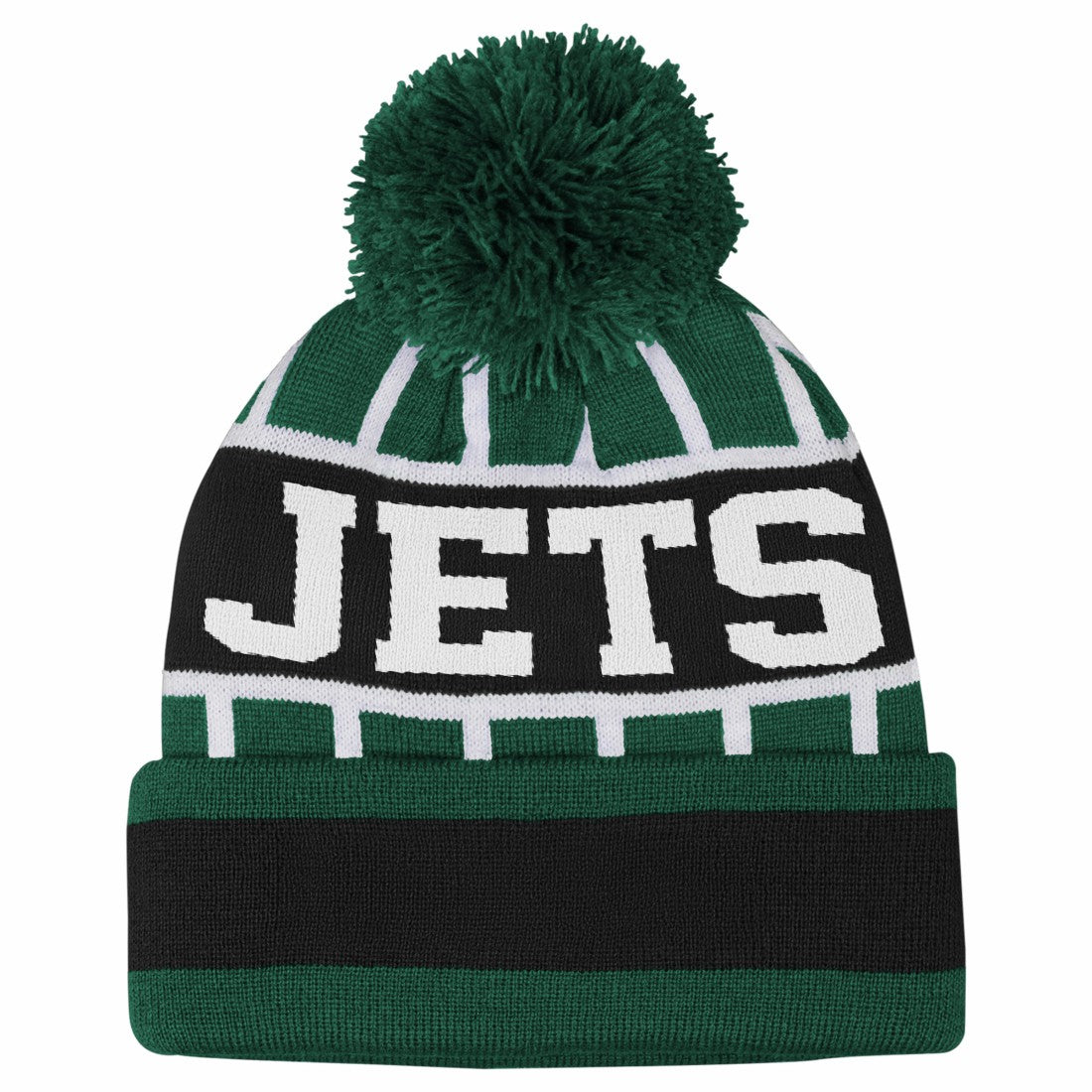 New York Jets Outerstuff Youth Go Fast Cuffed Knit Hat with Pom Green | NFL