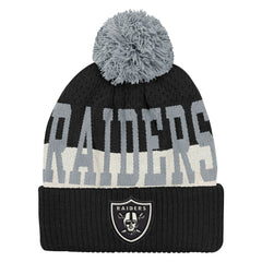 Las Vegas Raiders Outerstuff Youth Modern Fan Cuffed Knit Hat with Pom Black | NFL