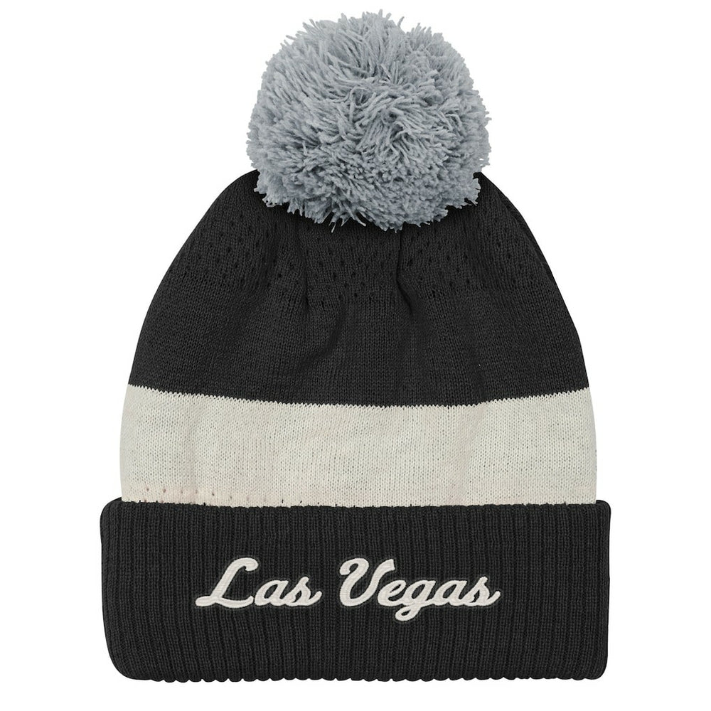 Las Vegas Raiders Outerstuff Youth Modern Fan Cuffed Knit Hat with Pom Black | NFL